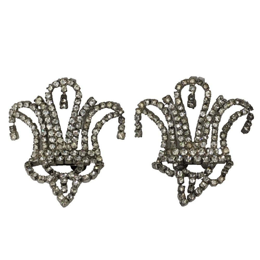 Vintage 1960s Musi 1920s Style Rhinestone Dangle Shoe Clips RARE Find GUC